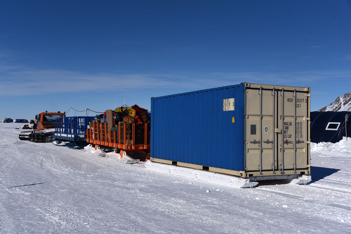 02E A Snowcat Drags Luggage And Cargo From The Runway To Union Glacier Camp Antarctica